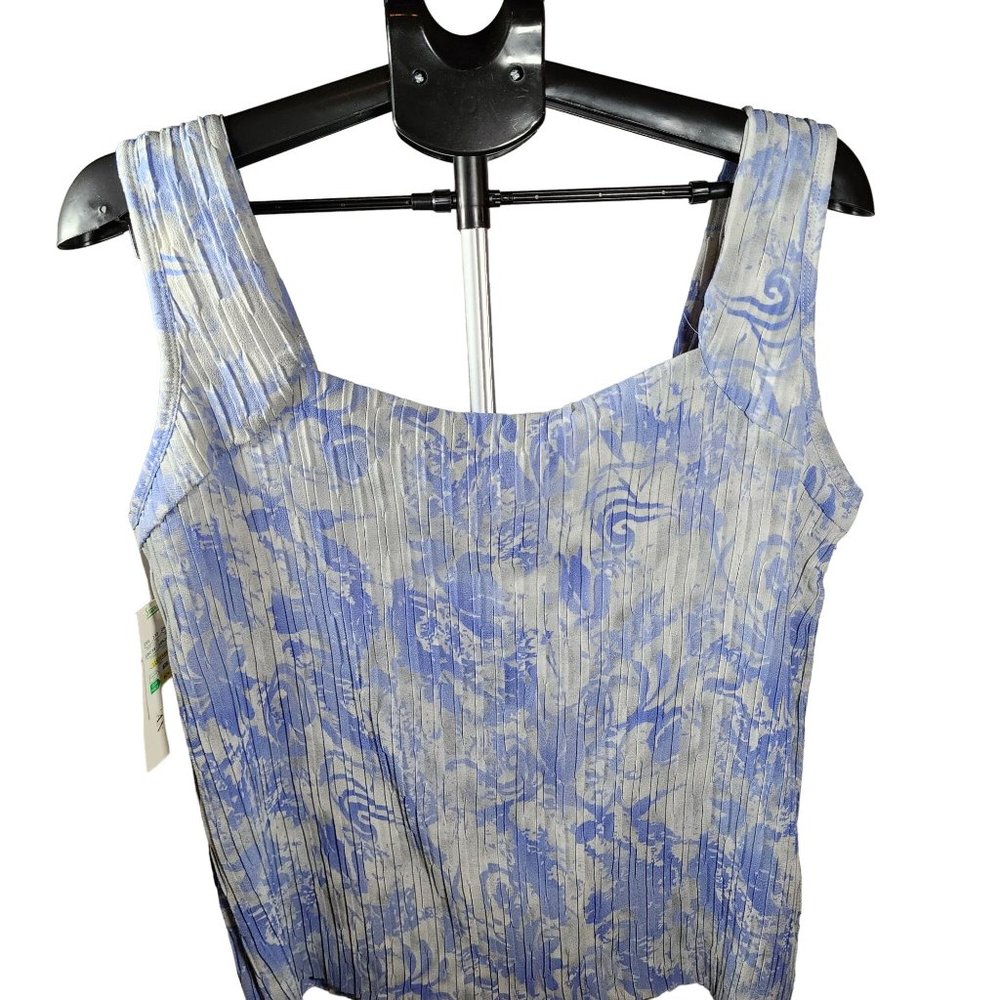 Donna Toran Womens XL Lilac Gray Floral Textured‎ Tank Top Sleeveless Blouse